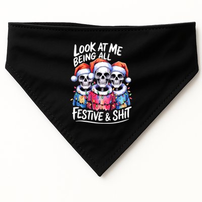 Funny Skeleton Christmas Look At Me All Festive And USA-Made Doggie Bandana
