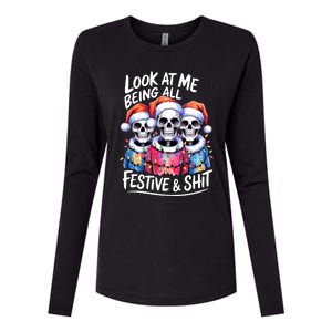 Funny Skeleton Christmas Look At Me All Festive And Womens Cotton Relaxed Long Sleeve T-Shirt