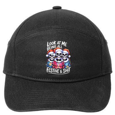 Funny Skeleton Christmas Look At Me All Festive And 7-Panel Snapback Hat