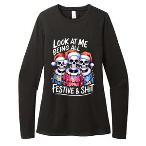 Funny Skeleton Christmas Look At Me All Festive And Womens CVC Long Sleeve Shirt