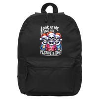 Funny Skeleton Christmas Look At Me All Festive And 16 in Basic Backpack