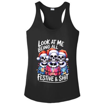 Funny Skeleton Christmas Look At Me All Festive And Ladies PosiCharge Competitor Racerback Tank