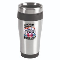 Funny Skeleton Christmas Look At Me All Festive And 16oz Travel Tumbler