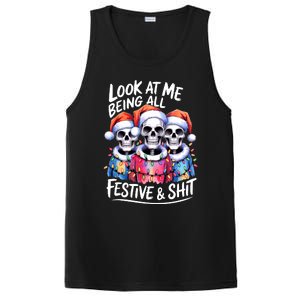 Funny Skeleton Christmas Look At Me All Festive And PosiCharge Competitor Tank