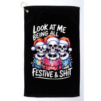 Funny Skeleton Christmas Look At Me All Festive And Golf Towel