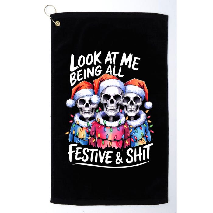 Funny Skeleton Christmas Look At Me All Festive And Golf Towel