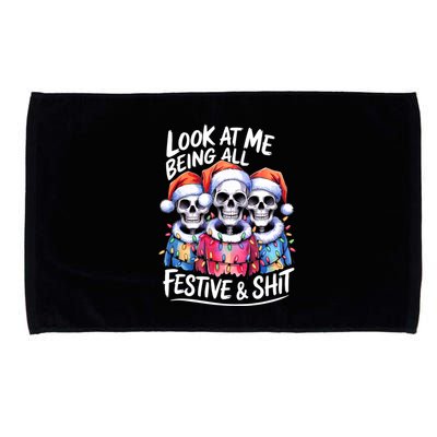 Funny Skeleton Christmas Look At Me All Festive And Microfiber Hand Towel