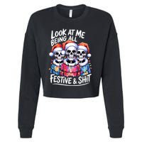Funny Skeleton Christmas Look At Me All Festive And Cropped Pullover Crew