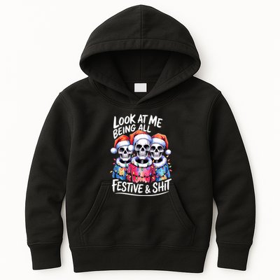 Funny Skeleton Christmas Look At Me All Festive And Kids Hoodie