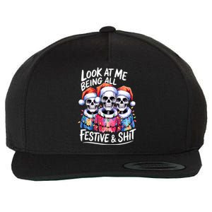 Funny Skeleton Christmas Look At Me All Festive And Wool Snapback Cap