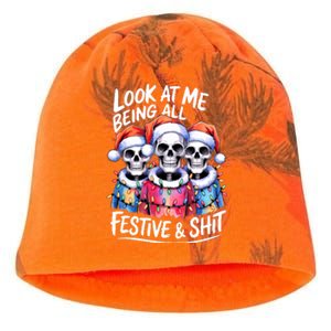 Funny Skeleton Christmas Look At Me All Festive And Kati - Camo Knit Beanie