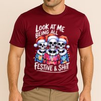 Funny Skeleton Christmas Look At Me All Festive And Cooling Performance Crew T-Shirt