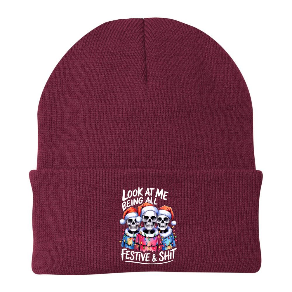 Funny Skeleton Christmas Look At Me All Festive And Beanie