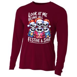 Funny Skeleton Christmas Look At Me All Festive And Cooling Performance Long Sleeve Crew