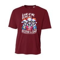 Funny Skeleton Christmas Look At Me All Festive And Youth Performance Sprint T-Shirt
