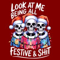 Funny Skeleton Christmas Look At Me All Festive And Youth Performance Sprint T-Shirt