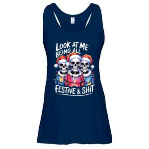 Funny Skeleton Christmas Look At Me All Festive And Ladies Essential Flowy Tank