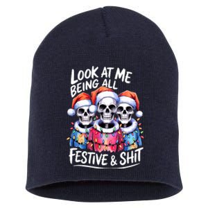 Funny Skeleton Christmas Look At Me All Festive And Short Acrylic Beanie