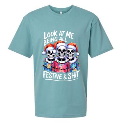 Funny Skeleton Christmas Look At Me All Festive And Sueded Cloud Jersey T-Shirt