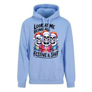 Funny Skeleton Christmas Look At Me All Festive And Unisex Surf Hoodie