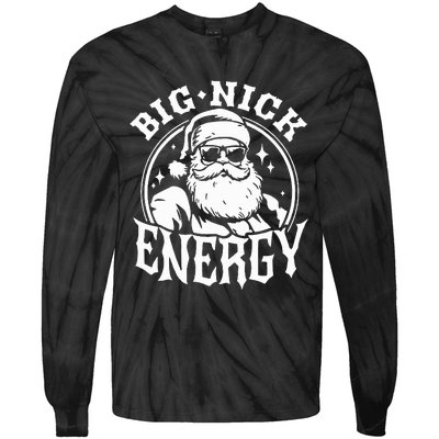 Funny Santa Christmas Big Nick Energy Tie-Dye Long Sleeve Shirt