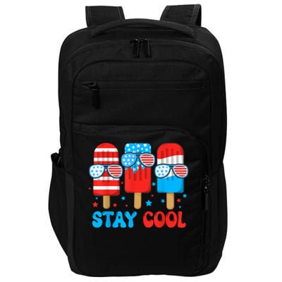 Funny Stay Cool 4th July Popsicle Usa Flag Boy Gift Impact Tech Backpack