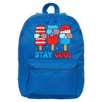 Funny Stay Cool 4th July Popsicle Usa Flag Boy Gift 16 in Basic Backpack