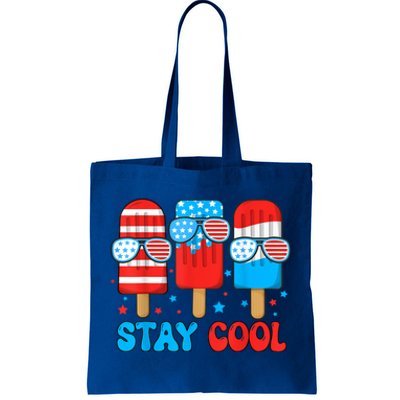 Funny Stay Cool 4th July Popsicle Usa Flag Boy Gift Tote Bag