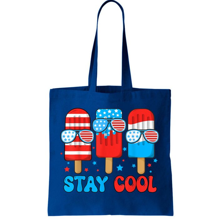 Funny Stay Cool 4th July Popsicle Usa Flag Boy Gift Tote Bag