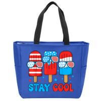 Funny Stay Cool 4th July Popsicle Usa Flag Boy Gift Zip Tote Bag