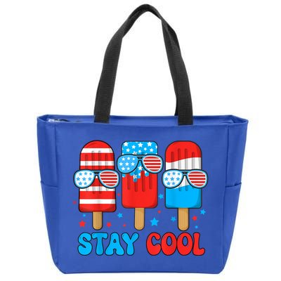 Funny Stay Cool 4th July Popsicle Usa Flag Boy Gift Zip Tote Bag