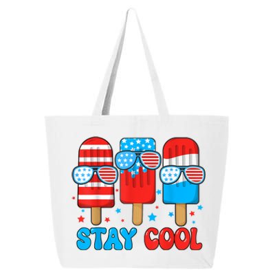 Funny Stay Cool 4th July Popsicle Usa Flag Boy Gift 25L Jumbo Tote