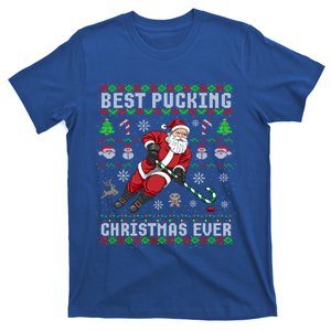 Funny Santa Claus Ugly Christmas Ice Hockey Best Pucking Funny Gift T-Shirt