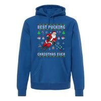 Funny Santa Claus Ugly Christmas Ice Hockey Best Pucking Funny Gift Premium Hoodie