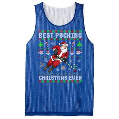 Funny Santa Claus Ugly Christmas Ice Hockey Best Pucking Funny Gift Mesh Reversible Basketball Jersey Tank