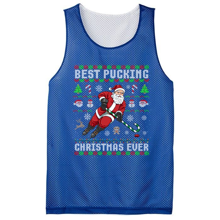 Funny Santa Claus Ugly Christmas Ice Hockey Best Pucking Funny Gift Mesh Reversible Basketball Jersey Tank