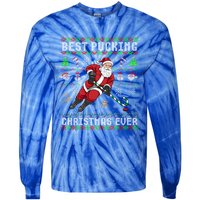 Funny Santa Claus Ugly Christmas Ice Hockey Best Pucking Funny Gift Tie-Dye Long Sleeve Shirt