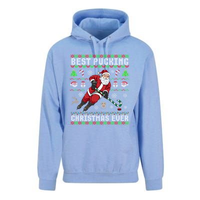 Funny Santa Claus Ugly Christmas Ice Hockey Best Pucking Funny Gift Unisex Surf Hoodie