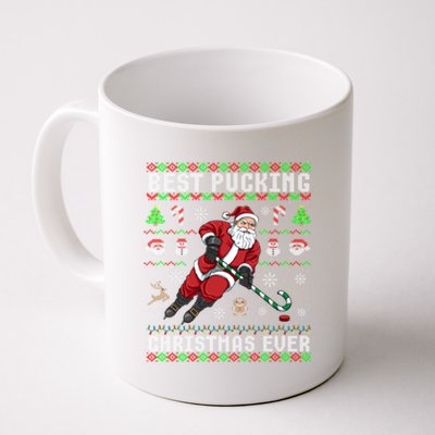 Funny Santa Claus Ugly Christmas Ice Hockey Best Pucking Funny Gift Coffee Mug