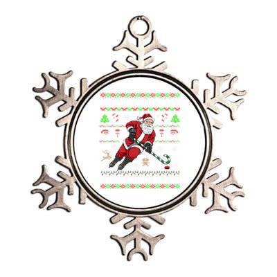 Funny Santa Claus Ugly Christmas Ice Hockey Best Pucking Funny Gift Metallic Star Ornament