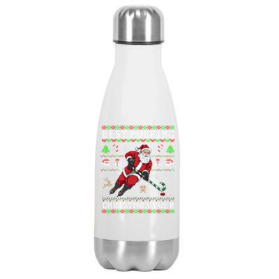 Funny Santa Claus Ugly Christmas Ice Hockey Best Pucking Funny Gift Stainless Steel Insulated Water Bottle