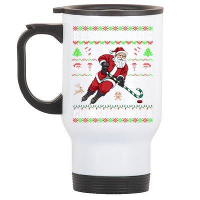 Funny Santa Claus Ugly Christmas Ice Hockey Best Pucking Funny Gift Stainless Steel Travel Mug