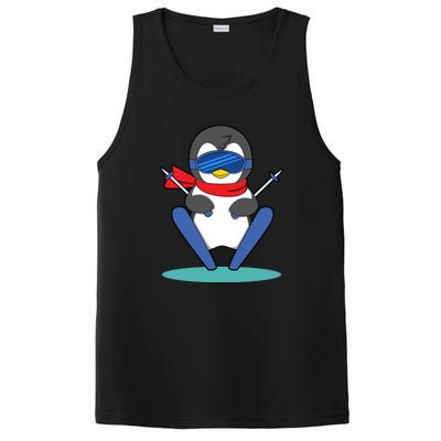 Funny Skiing Cute Penguin Gift For Fan Ski PosiCharge Competitor Tank