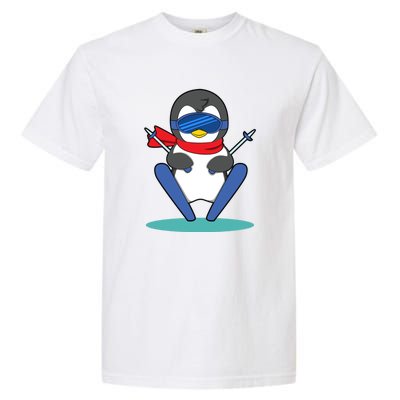 Funny Skiing Cute Penguin Gift For Fan Ski Garment-Dyed Heavyweight T-Shirt