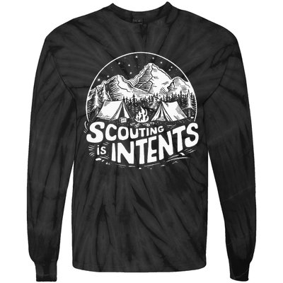 Funny Scout Camper Scouting Is Intents Camping Outdoor Tie-Dye Long Sleeve Shirt