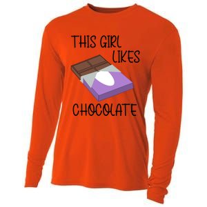 Funny Saying Chocolate Lover Eating Cocoa Gift Cooling Performance Long Sleeve Crew