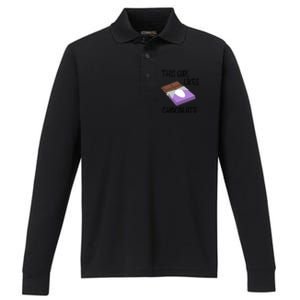 Funny Saying Chocolate Lover Eating Cocoa Gift Performance Long Sleeve Polo