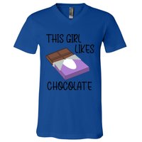 Funny Saying Chocolate Lover Eating Cocoa Gift V-Neck T-Shirt