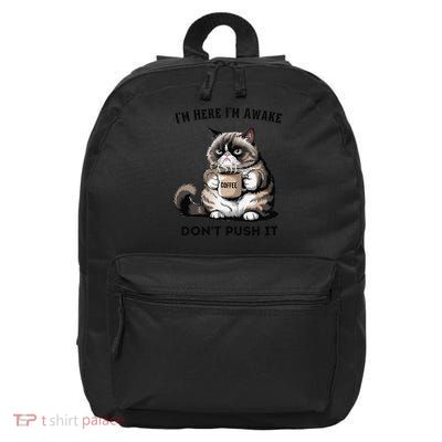 Funny Sarcastic Coffee Lover Work humor Sleepy Funny cat 16 in Basic Backpack