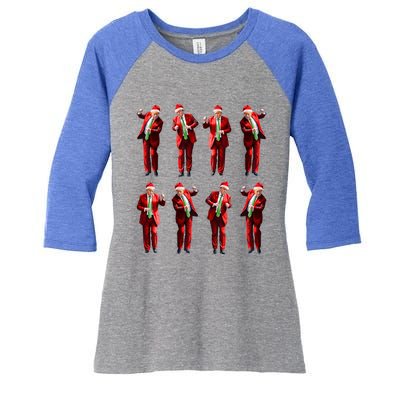 Funny Santa Claus Trump Dance Christmas Xmas Pajamas Holiday Gift Women's Tri-Blend 3/4-Sleeve Raglan Shirt